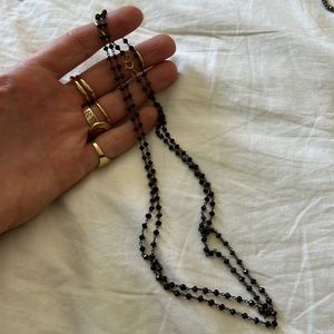 Black spinel rosary chain necklace